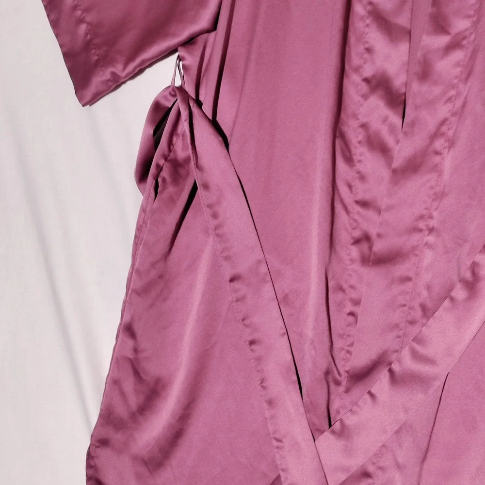 Vintage VICTORIA'S SECRET Nightgown Robe‎ Pink Satin Sz XS/S with Belt